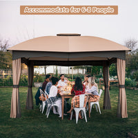 Tangkula 12x10 Ft Patio Gazebo, Double Vented Gazebo with Zippered Privacy Curtains