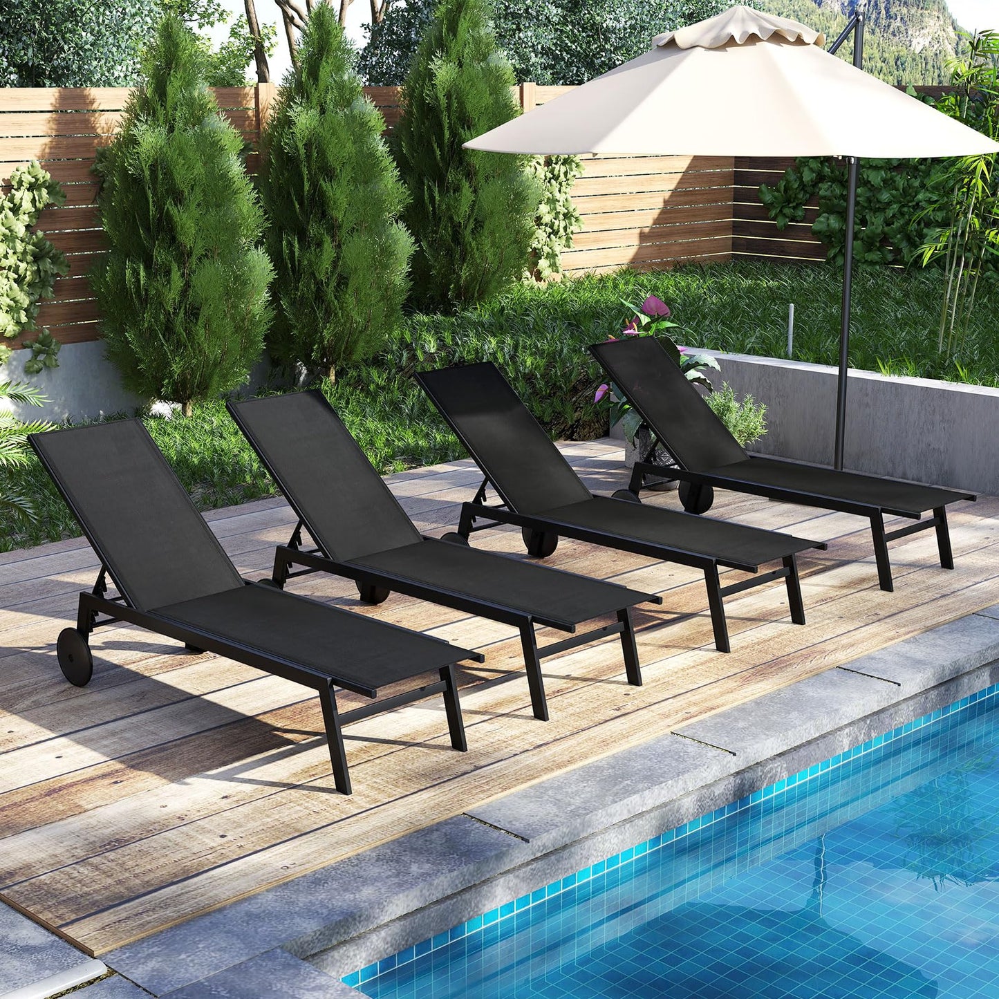 Tangkula Lounge Chair Outdoor with Wheels(1/2)