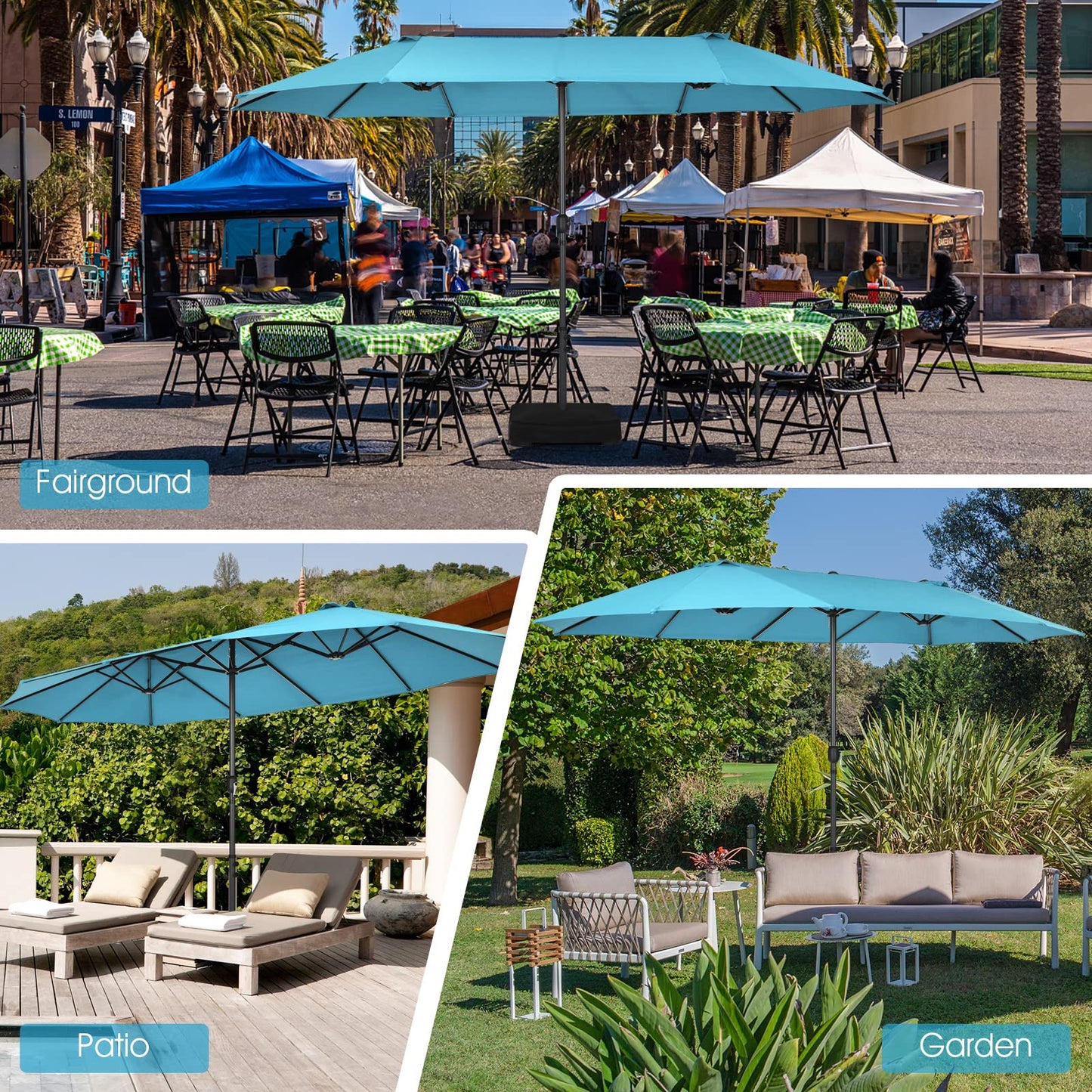 Tangkula Double-Sided Patio Umbrella for Poolside