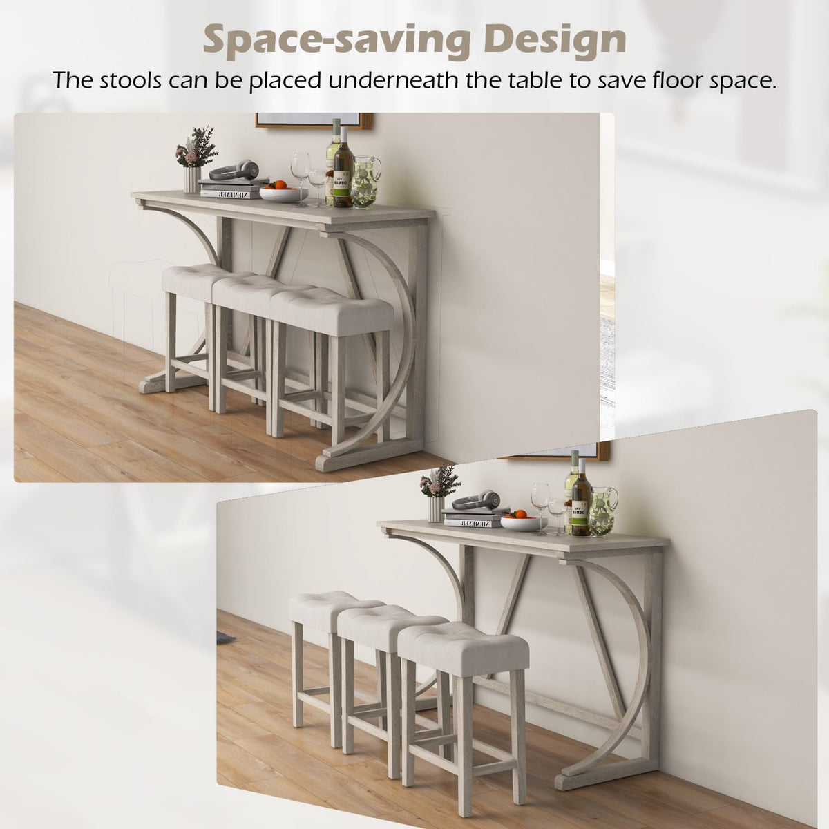 Tangkula 4 Piece Bar Table with Stools for Living Room
