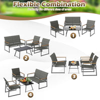 Tangkula 4 Piece Patio Furniture Set Outdoor Metal Conversation Set