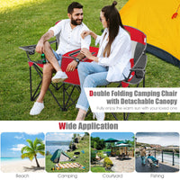 Tangkula Loveseat Camping Chair with Adjustable Shade Canopy