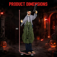 Tangkula Halloween Animated Standing Zombie Holding Knife with Glowing Eyes
