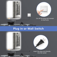 Tangkula 80CMx60CM Mirror with LED Lights with Dimmable 3 Color Temperatures