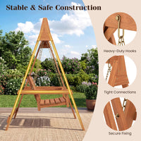 Tangkula 2-Seater Wood Porch Swing with Stand