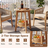 Tangkula Outdoor 2-Tier Eucalyptus Wood Side Table(1/2)