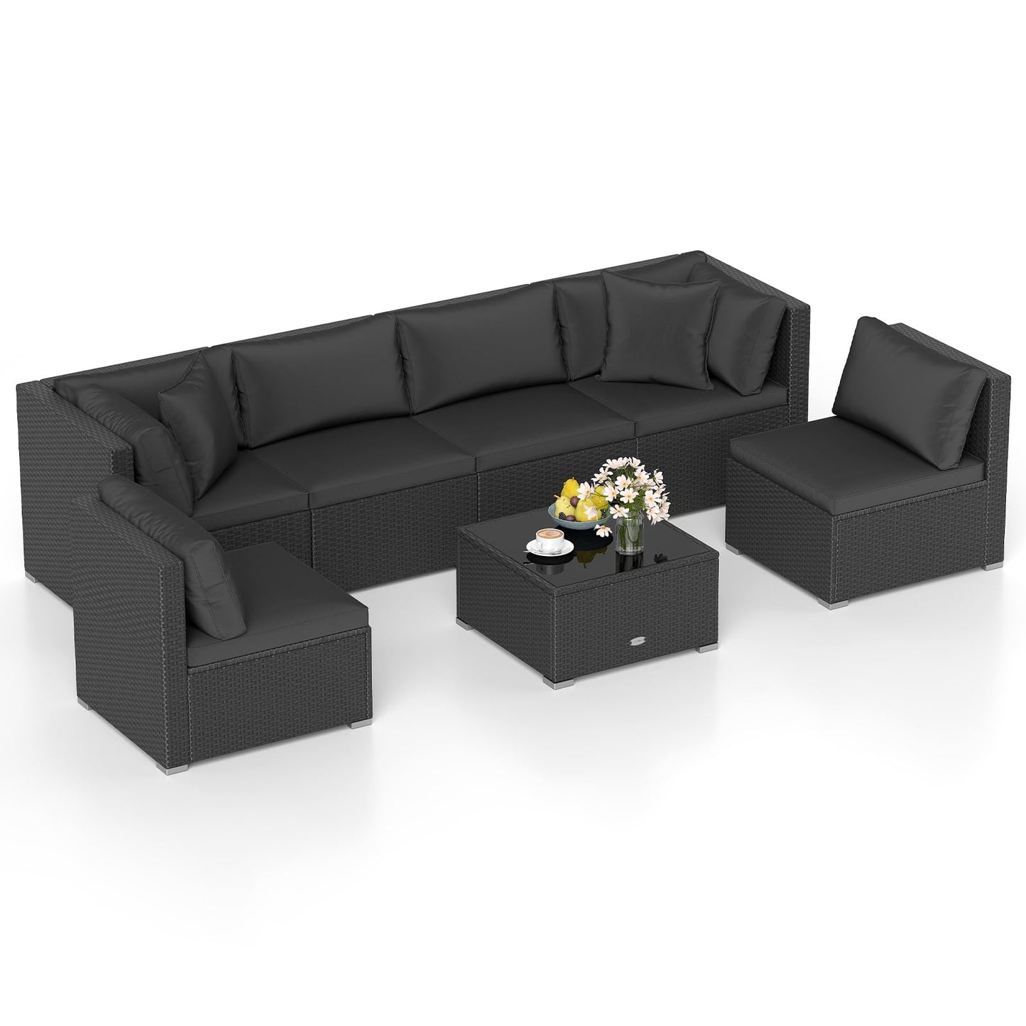 Tangkula 7 Pieces Wicker Patio Furniture Set for Backyard