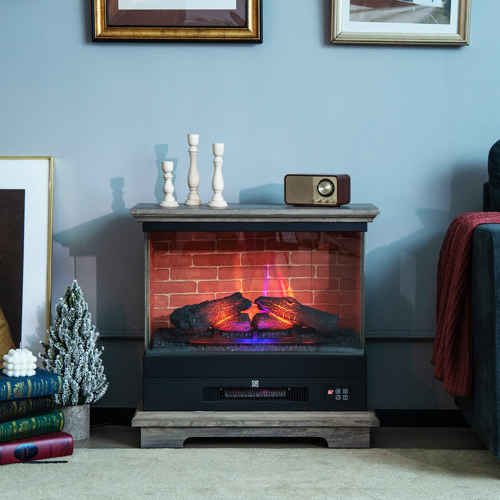 27 Inch Freestanding Fireplace - Tangkula