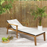 Tangkula 3 Piece Outdoor Chaise Lounge Chair Set, 2 Rattan Cushioned Patio Chaise w/Folding Coffee Table