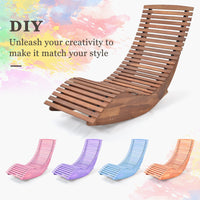 Chaise à bascule d'extérieur Tangkula en bois d'acacia, fauteuil à bascule de véranda avec siège à lattes élargi et dossier haut