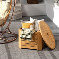 Tangkula 2-in-1 Outdoor Side Table with Storage with Umbrella Hole & Removable Base