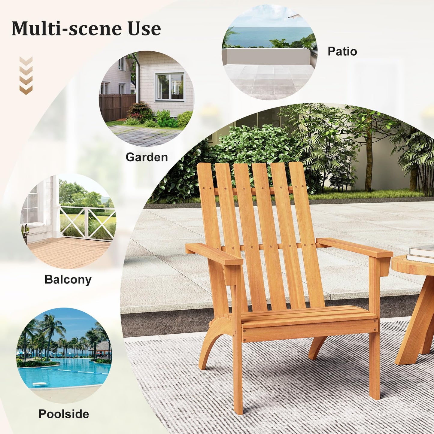 Tangkula Outdoor Adirondack Chair Solid Acacia Wood Fire Pit Chair (1/2/4)