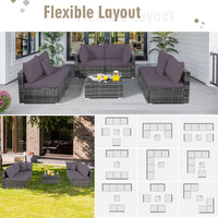 7-Piece Patio Furniture Set, Outdoor Sectional PE Rattan Sofa Set