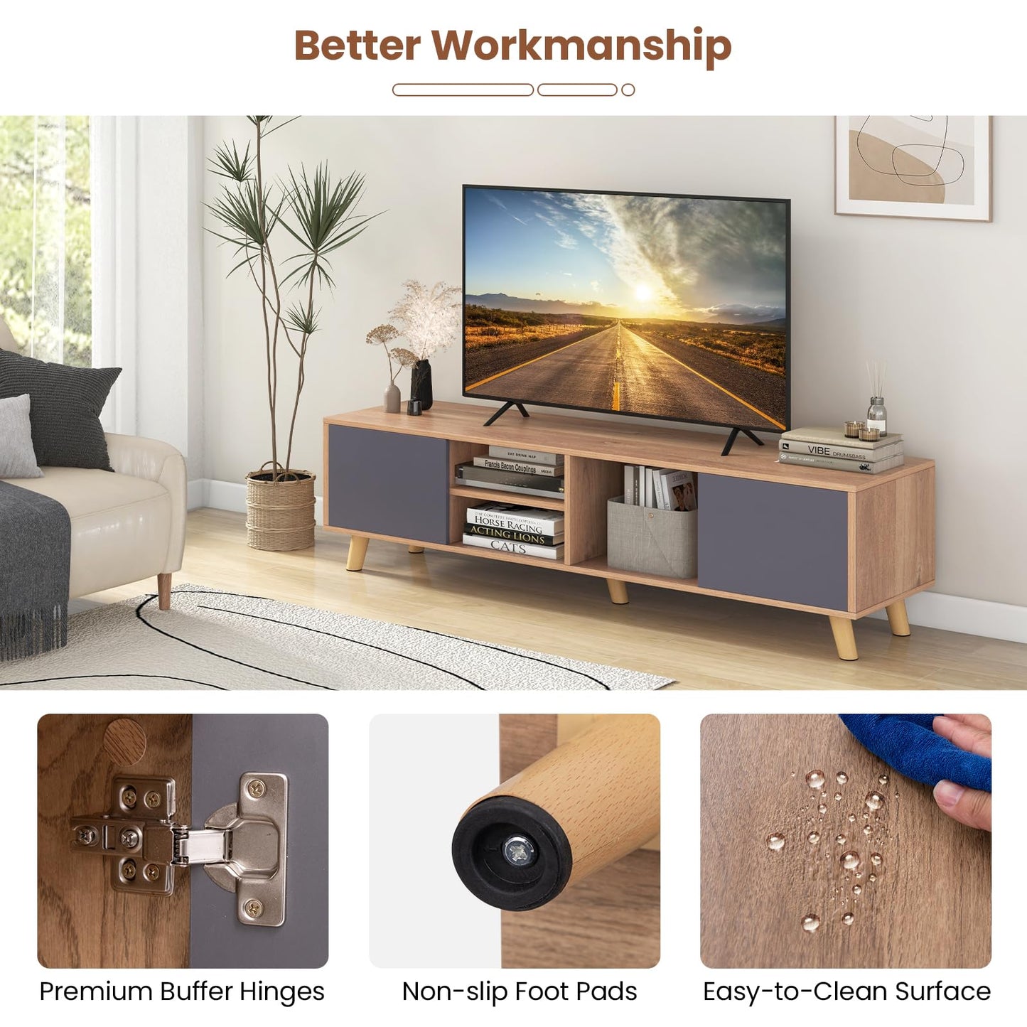 Tangkula TV Stand for TVs up to 75 Inch for Living Room