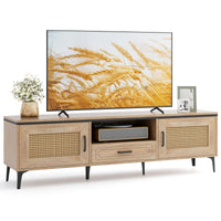 Tangkula Boho TV Stand Mid Century Modern Media Entertainment Center with Drawer