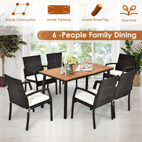Tangkula Patio Acacia Dining Table, Outdoor Rectangle Dining Table with Acacia Wood Desktop