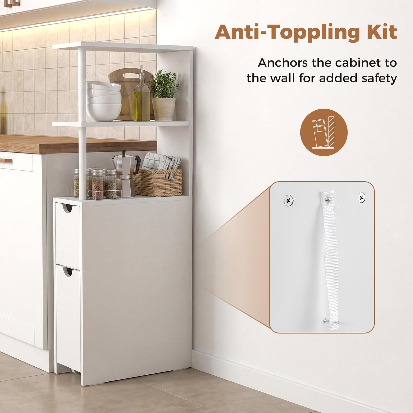 Tangkula Slim Bathroom Storage Cabinet
