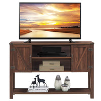 Tangkula TV Stand up to 60 Inches TVs with 2 Side Door Cabinets