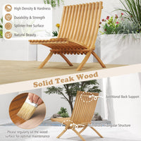 Tangkula Folding Patio Chair Teak Wood Outdoor Lounge Chair