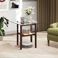 Tangkula Table d'appoint carrée en verre de 61 cm pour salon