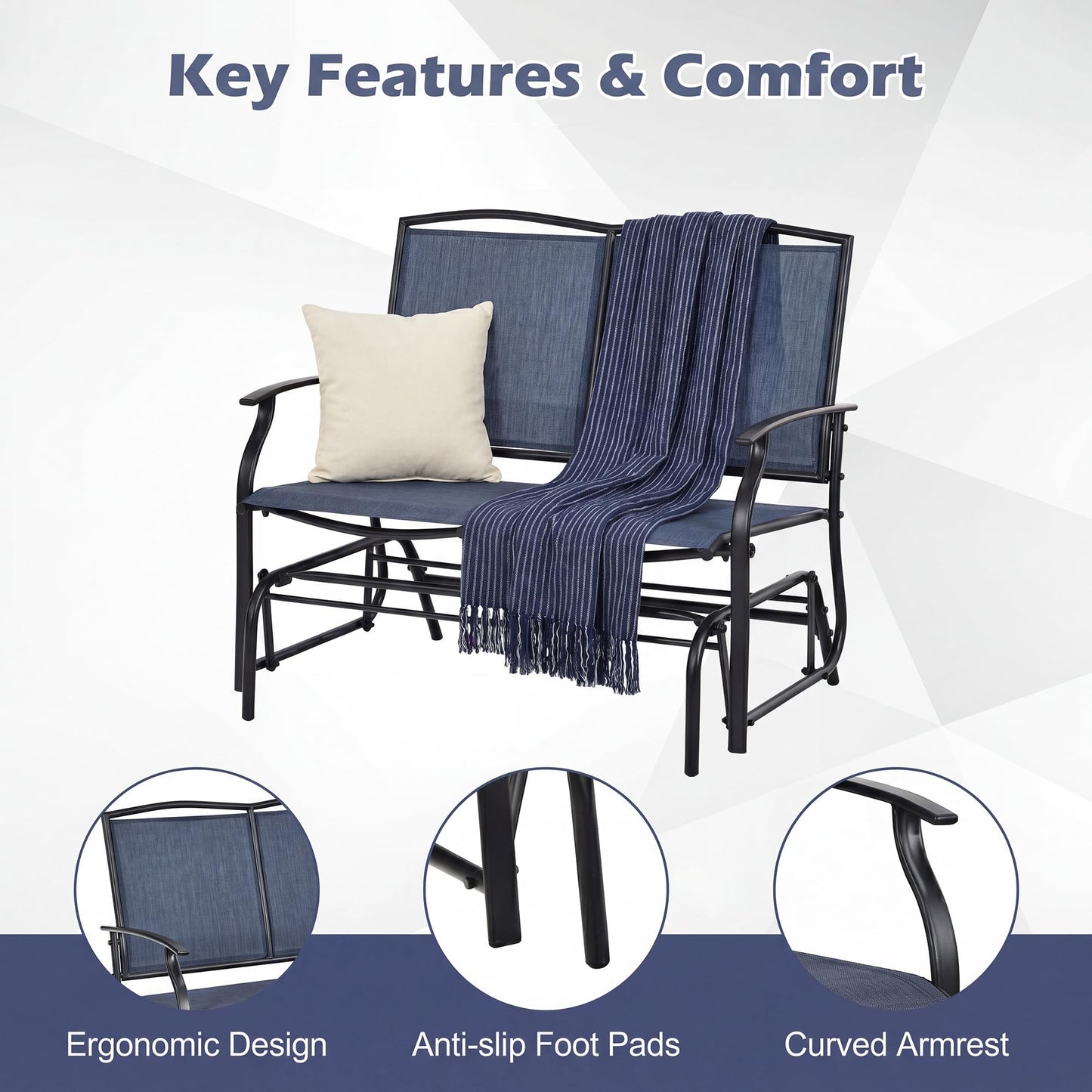 Tangkula 2-Person Patio Swing Glider Bench