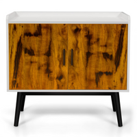 Tangkula Mid Century Storage Cabinet, Floor Storage Cabinet with 2 Doors & Metal Legs, Rustic Brown