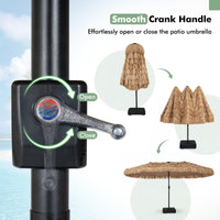 Tangkula 15 FT Solar Tiki Patio Umbrella with Base Included | Thatched PE Grass