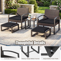 Tangkula 5 Pieces Wicker Patio Conversation Set for Porch