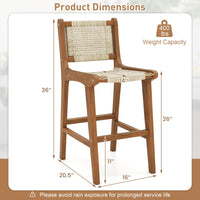 Tabouret de bar d'extérieur Tangkula à hauteur de comptoir avec dossier et repose-pieds pour balcon