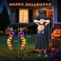 Tangkula Set of 2 Halloween Lighted Witch Legs Decorations with Stakes