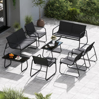 Tangkula 4/8 Piece Patio Furniture Set with Mesh Seat Fabric & Tempered Glass Tabletop