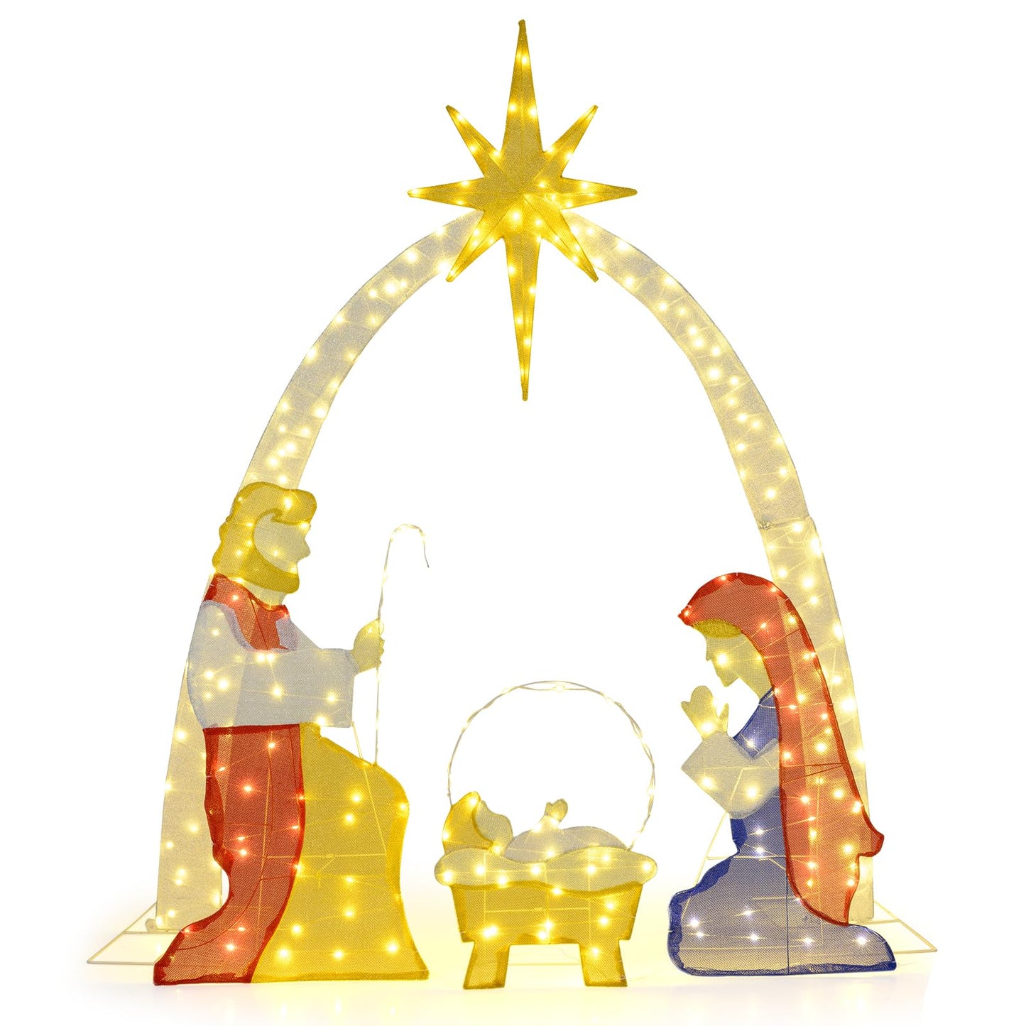 Tangkula 6 FT Christmas Lighted Nativity Scene Set