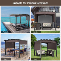 10ft x 10ft Outdoor Retractable Pergola, Patio Metal Pergola with Adjustable Sliding Sun Shade Canopy