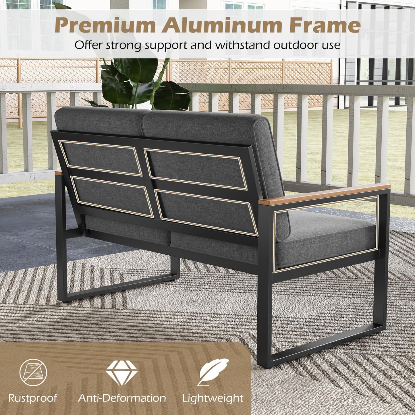 Tangkula 2 Piece Patio Furniture Set for Yard Garden Balcony Poolside