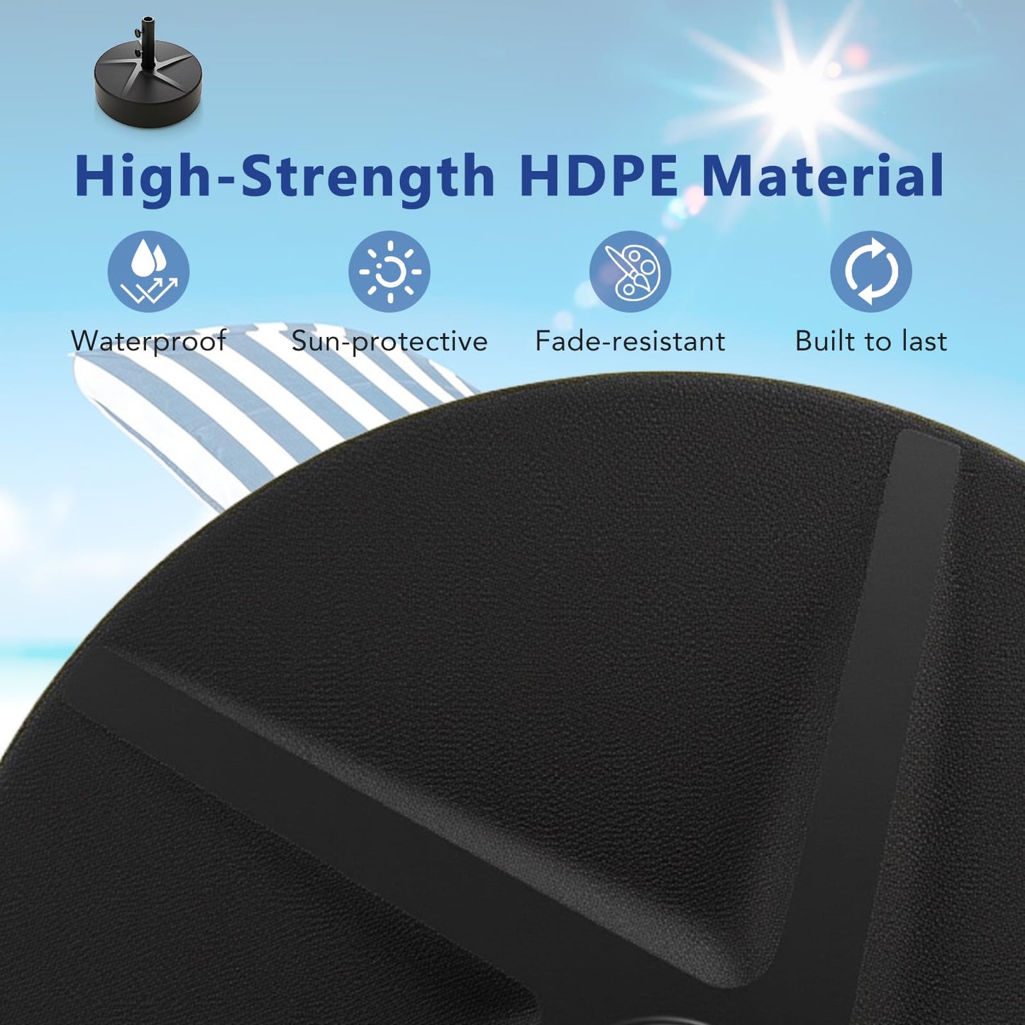 Tangkula Patio Umbrella Base 88LBS Capacity Water & Sand Fillable Market Table Umbrella Stand