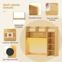 Tangkula Desktop Bookshelf with LED Lights & 8 Shelves for Max 25" Monitor