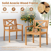 Tangkula Acacia Wood Patio Dining Chairs Set of 2/4