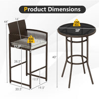 Tangkula 3 Piece Patio Bar Set for Backyard