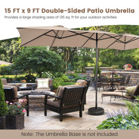 TANGKULA 15 FT Double-Sided Patio Umbrella with Crank Handle