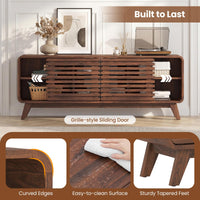 Tangkula Walnut TV Stand for 65” TVs for Living Room
