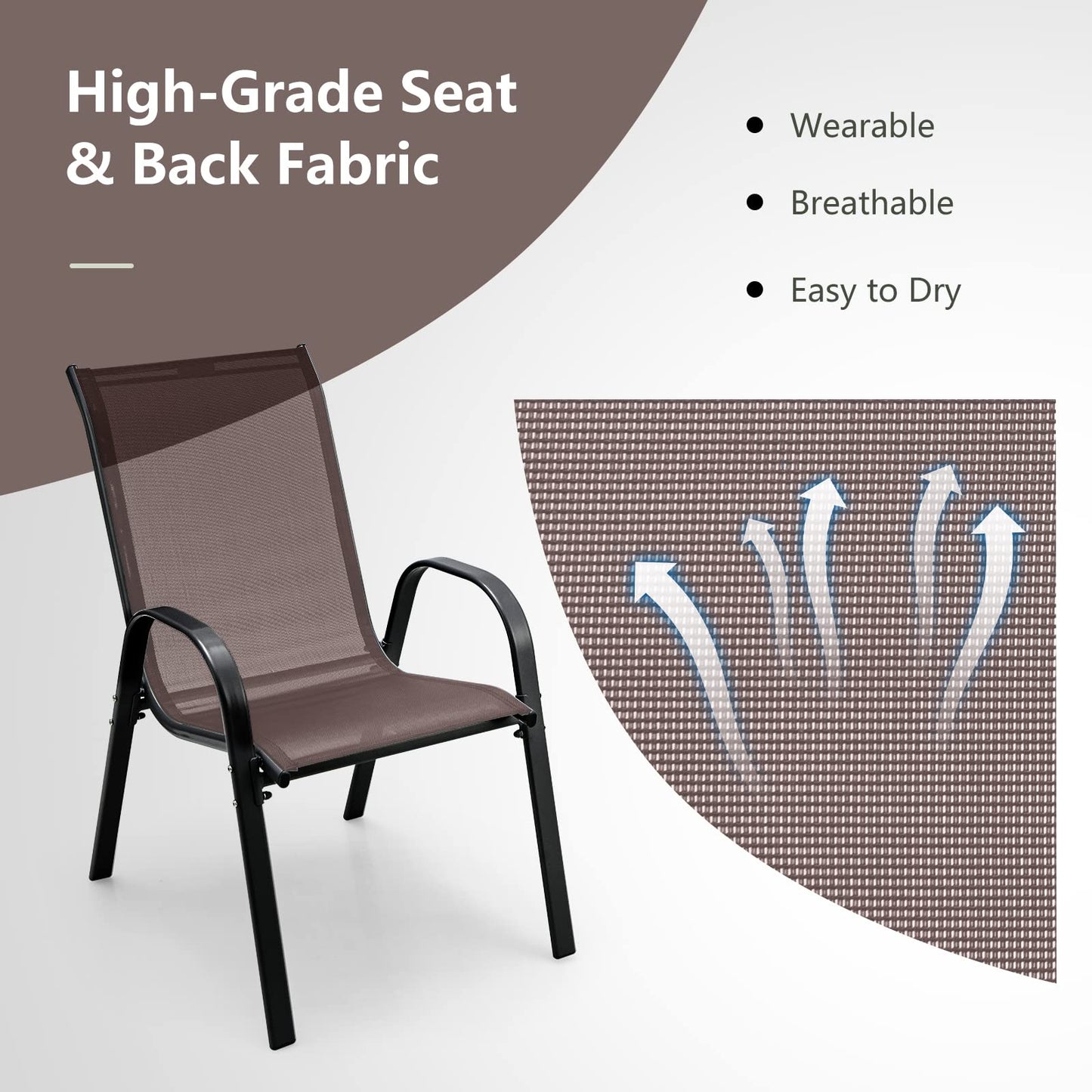 Tangkula 4 Pieces Patio Dining Chairs, Outdoor Stackable All Weather Heavy Duty Dining Chairs Set with Armrests