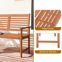 Banc d'extérieur en bois Tangkula pour 2 personnes avec dossier et accoudoirs ergonomiques