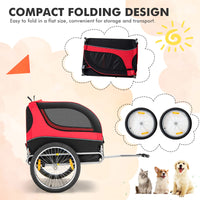 Tangkula Dog Bike Trailer, Breathable Mesh Dog Cart with 3 Entrances, Safety Flag