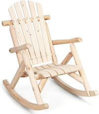 Tangkula Log Rocking Chair, Outdoor Wood Porch Rocker Chair(1 & 2, Natural)