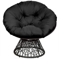 Tangkula Papasan Chair Rattan Ergonomic Chair w/ 360-degree Swivel and Soft Cushion, Solid Structure & Stable Base
