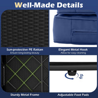 Tangkula Patio Rattan Daybed with 4-Level Adjustable Backrest Storage Ottoman & Folding Side Tray