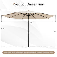 10FT Patio Umbrella, Outdoor Market Table Umbrella with Push Button Tilt