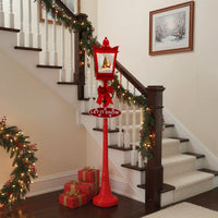 Tangkula 8 Ft Musical Christmas Street Light with Snow & Santa Scene