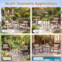 Tangkula 3 Pieces Outdoor Rocking Chairs Set