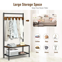 Tangkula 3 In 1 Entryway Hall Tree with Coat Rack & Shoe Storage
